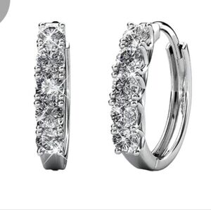 Cate & Chloe Bethany 18k White Gold Plated 15mm Hoop Earrings with Swarovski Cry